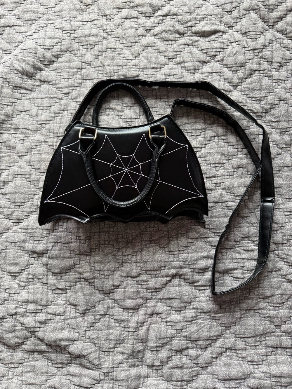 Spirit Black Spiderweb Batwing Crossbody Bag